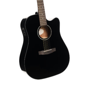 Cort EARTH60CEBK Earth Series 60 Dreadnought Acoustic Electric Guitar. Black Gloss