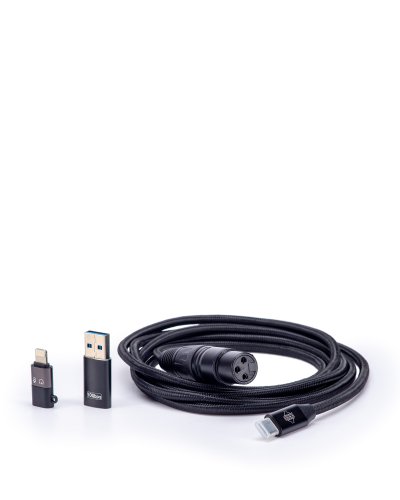 Sontronics XLR to USB-C Type Cable with Smartphone and USB-A Type Connectors. Black