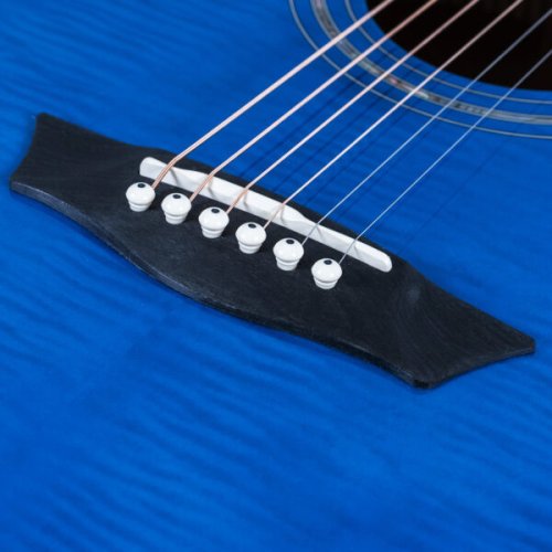 Washburn EA15 Festival Series Mini Jumbo Cutaway Acoustic Electric Guitar. Flame Transparent Blue
