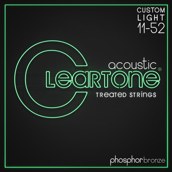 Cleartone Phosphor-Bronze Treated Acoustic Guitar Strings. Custom Light (11-52)