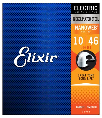 Elixir 12052 Nickel Plated Steel Electric Guitar Strings with NANOWEB. Light 10-46