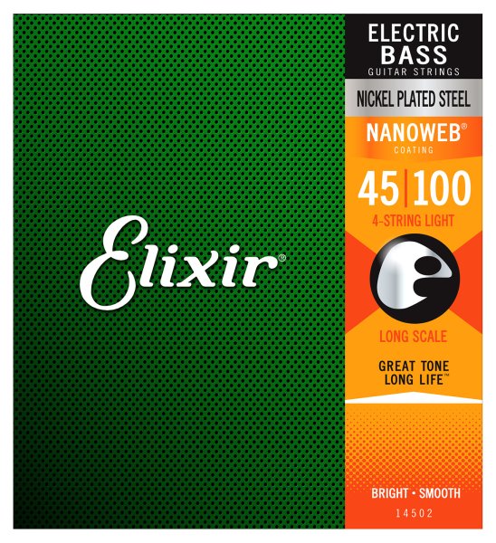 Elixir 14052 Nickel Plated Steel Bass Strings with NANOWEB. Long Scale Light 45-100