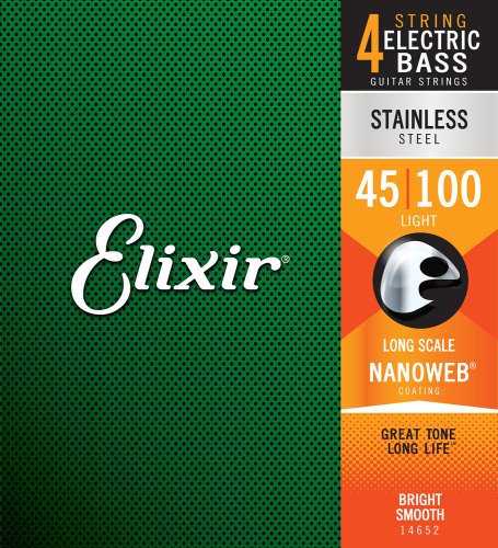 Elixir 14652 Stainless Steel Bass Strings with NANOWEB. Light 45-100