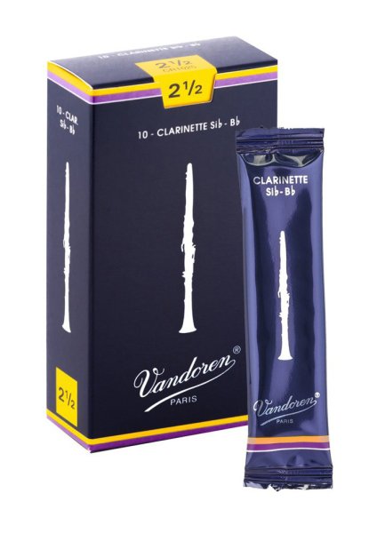 Vandoren CR1025 Bb Clarinet Traditional Reeds Strength #2.5. (Box of 10)