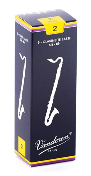 Vandoren CR122 Bass Clarinet Traditional Reeds Strength #2. (Box of 5)