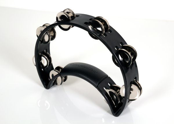 Rhythm Tech RT1010 Tambourine. Black with Double Row Nickel Jingles