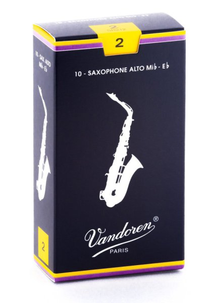 Vandoren SR212 Alto Saxophone Traditional Reeds Strength #2. (Box of 10)
