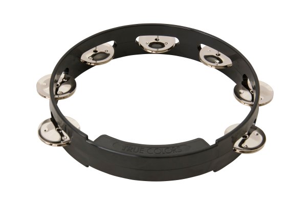 Rhythm Tech TC4018 True Colors Tambourine. Black 8"