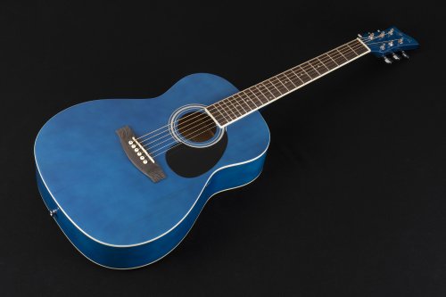 Jay Turser JJ43-TBL-A Jay Jr Series 3/4 Size Dreadnought Acoustic Guitar. Trans Blue