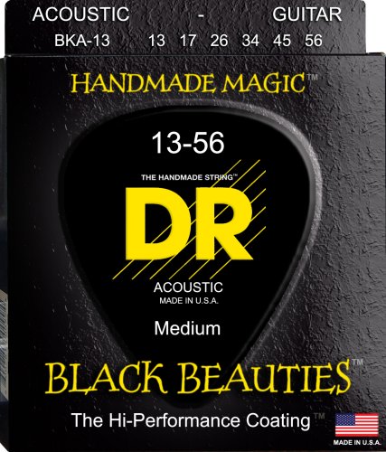 DR Strings BKA-13 Black Beauties Colored Acoustic Guitar. 13-56