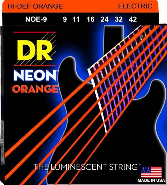 DR Strings NOE-9 Hi-Def Neon Electric Guitar Strings. 9-42
