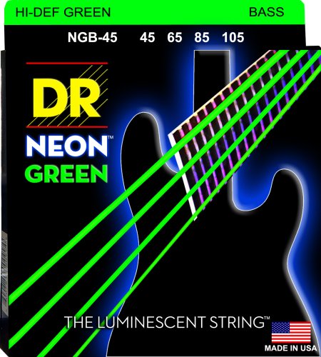 DR Strings NGB-45 Hi-Def Neon Colored Bass Strings. Green 45-105